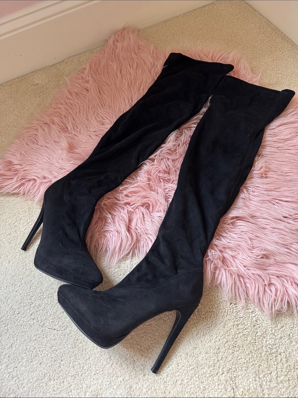 Forever 21 Black Over-the-Knee Platform Stiletto Boots